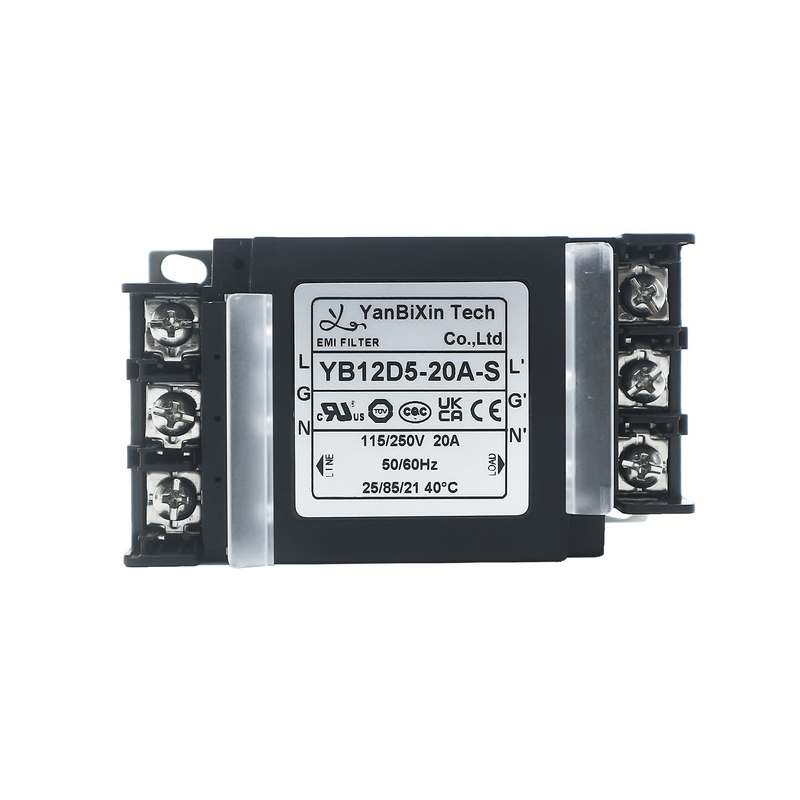 YBX Filtro monofásico de novo tipo Comboio de plástico seguro Filtro EMI/EMC com cobertura de bloco terminal