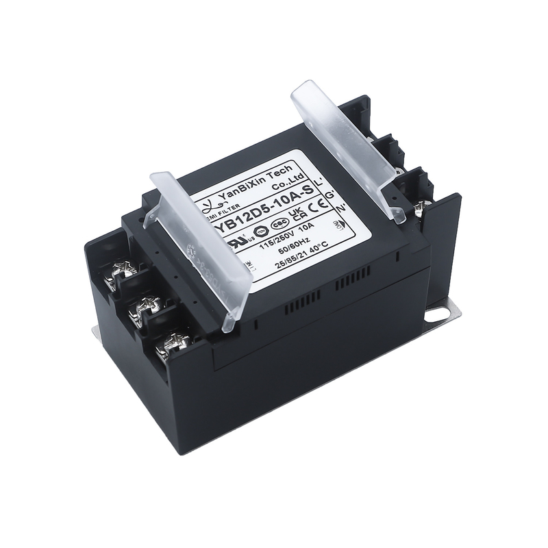 YBX Filtro monofásico de novo tipo Comboio de plástico seguro Filtro EMI/EMC com cobertura de bloco terminal