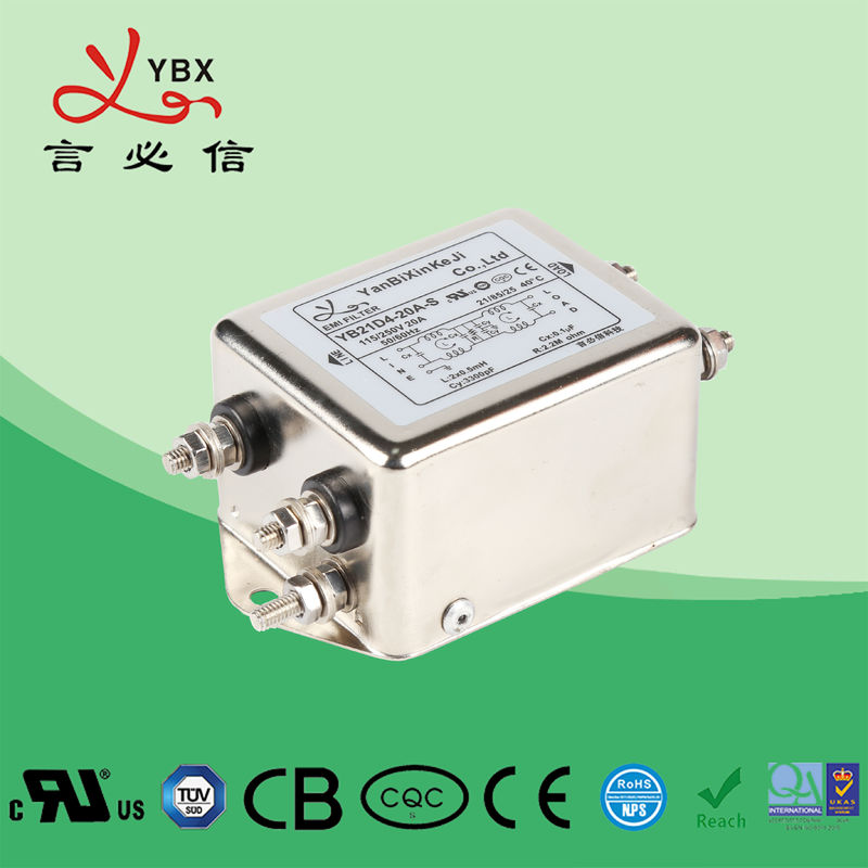 Elevado desempenho industrial YB22D4 20A 250VAC do filtro de linha elétrica da compatibilidade electrónica do IEM